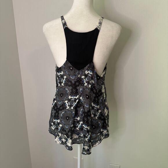 A.L.C. black, white & blue silk button front tank top size S - Picture 5 of 12